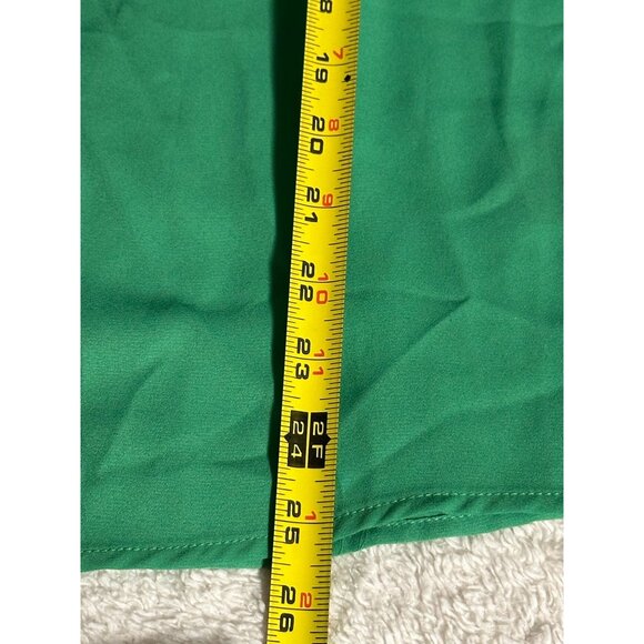 Premise Green Blouse Top Shirt Pleated Sleeves Button Front Dress Career Sz XL - Picture 7 of 7